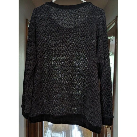 NWT Entro Women's Black Sweater Multi Fabric Chenille Size Large - Picture 2 of 9